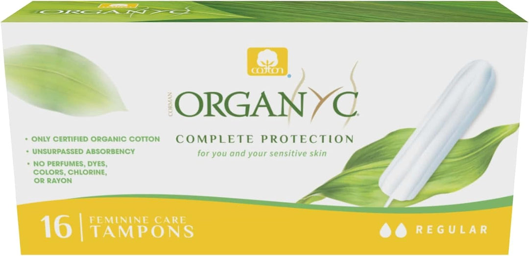 Organyc 100% Certified Organic Cotton Tampons – No Applicator, Regular Flow (192 Count, Pack of 12)