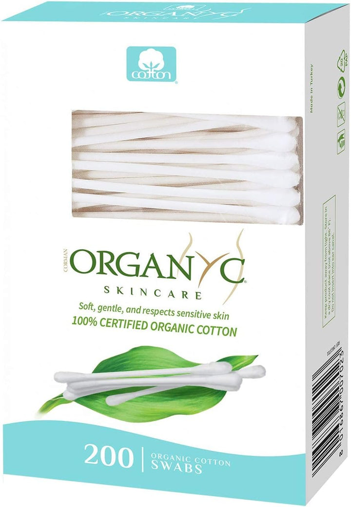 Organyc 100% Certified Organic Cotton Swabs – 200 Count (6 Pack)