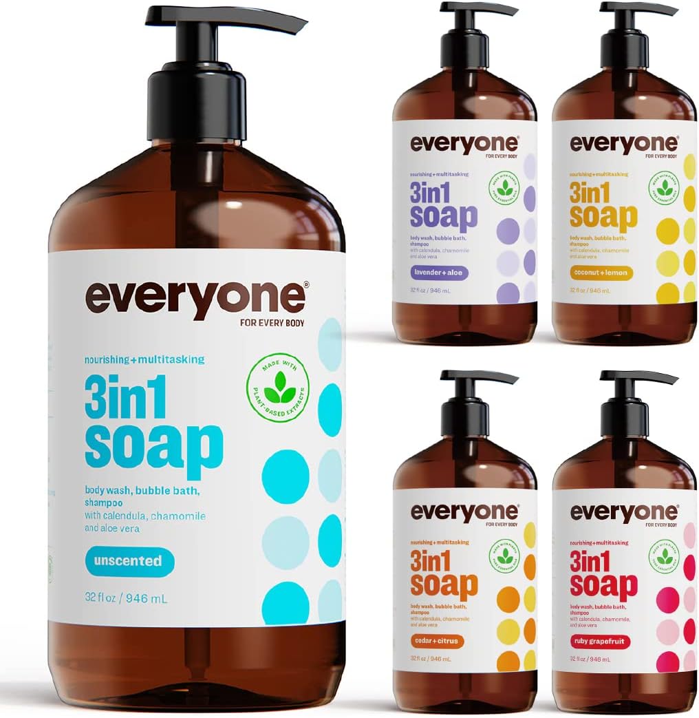 Everyone 3-in-1 Soap – Coconut & Lemon | Natural Shampoo, Body Wash & Bubble Bath