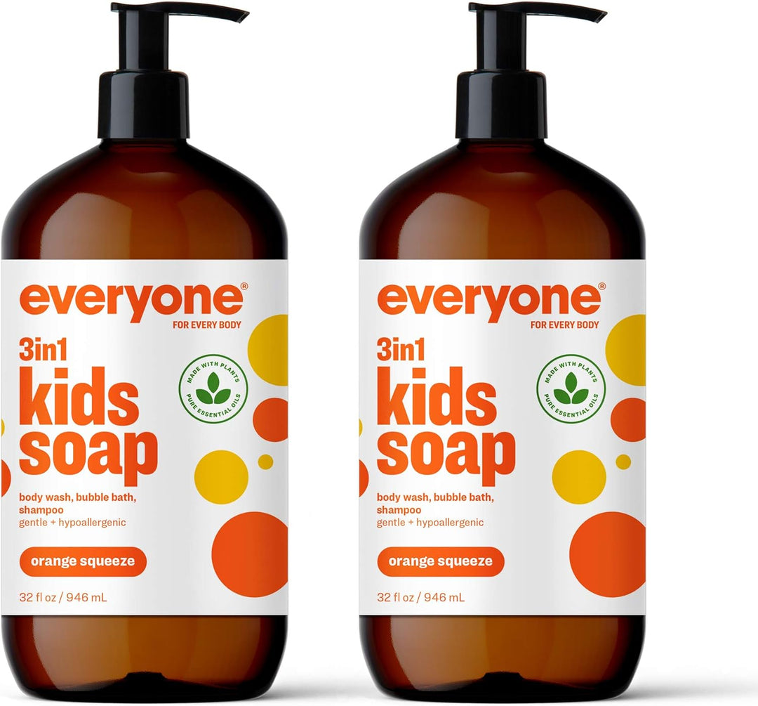 Everyone 3-in-1 Kids Soap – Orange Squeeze | Natural Shampoo, Body Wash & Bubble Bath