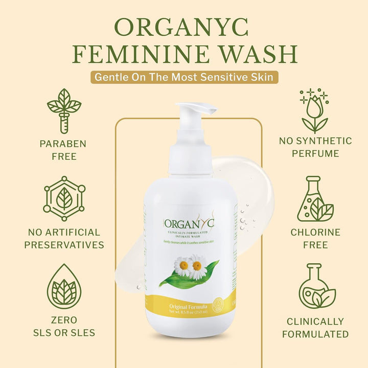 Organyc Feminine Intimate Wash – Chamomile, 8.5 fl oz (2 Pack)