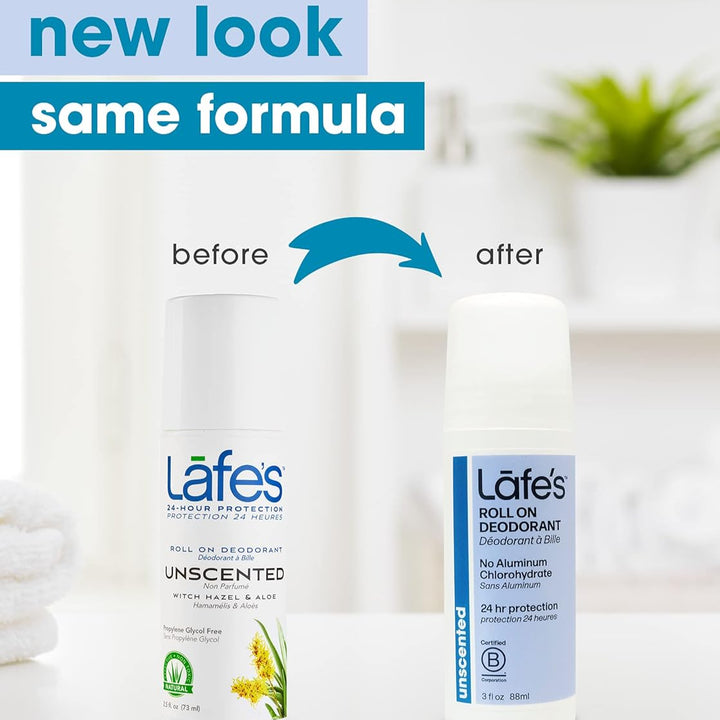 Lafe's Unscented Roll-On Deodorant – Natural & Gentle Protection with Witch Hazel & Aloe Vera