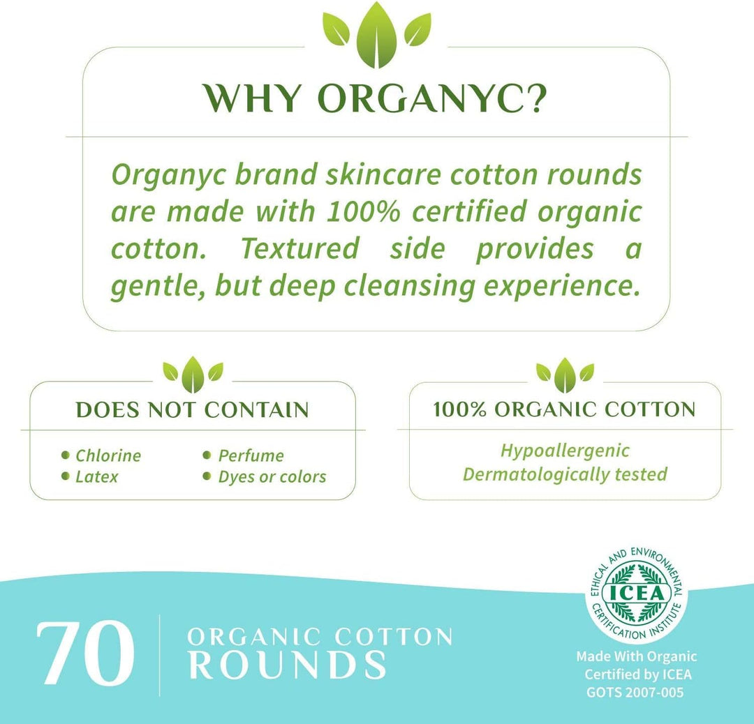 Organyc 100% Organic Cotton Rounds – Biodegradable & Chemical-Free (420 Count, 6 Pack)